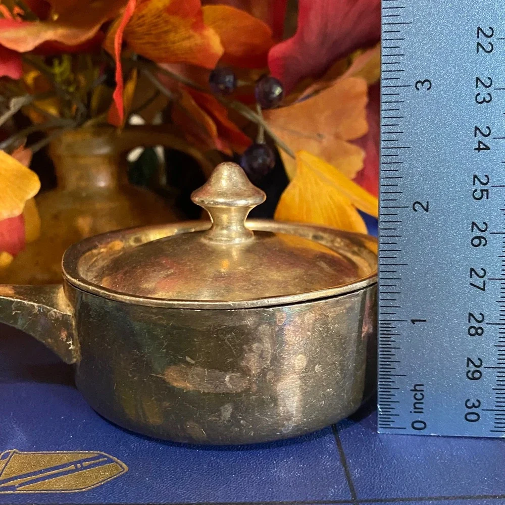 Vintage Signed Raynaud Catoire Mini Saucepan‎ Pot with Lid Silver Plated Decor